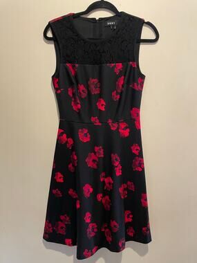 DKNY Y2k party cocktail sleeveless black and red dress size 4
